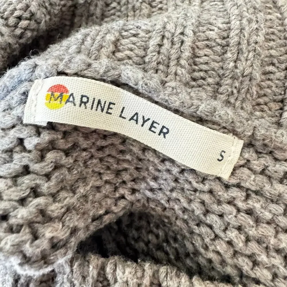 MARINE LAYER Chucky Wool Cotton Knit Turtleneck Sweater Dark Gray Size Small